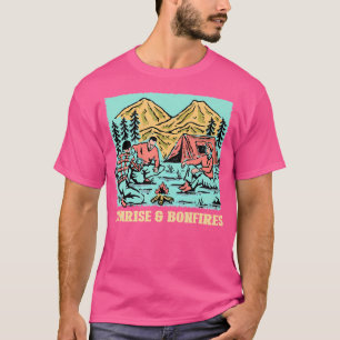 Camiseta Sunrise E Incêndios Acampando A Tropica De Verão