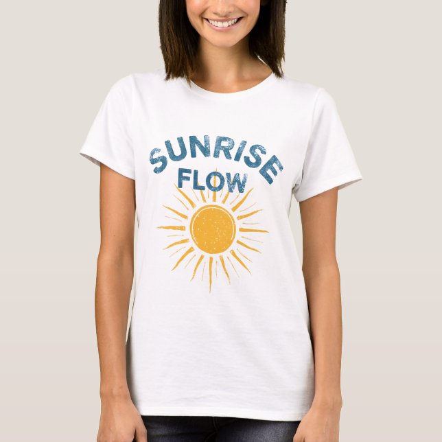 Camiseta Sunrise Flow Retro Sun Graphic Print Vinyasa Yoga  (Frente)