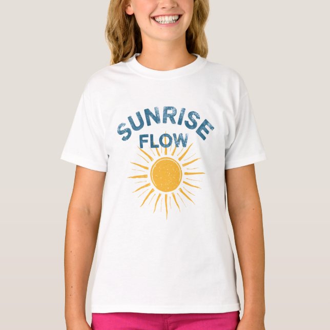 Camiseta Sunrise Flow Retro Sun Graphic | Yoga Beach Girl's (Frente)