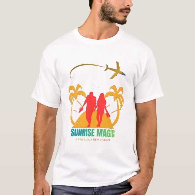 Camiseta Sunrise Love Silhouette – Romantic Couple Beach  (Frente)