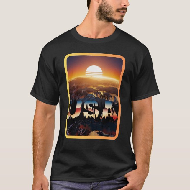 Camiseta Sunrise sobre os EUA: Um Horizonte de Sonhos (Frente)