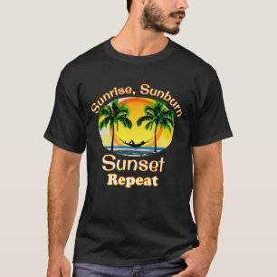 Camiseta Sunrise Sunset Repete Engraçado Praia Engraçada