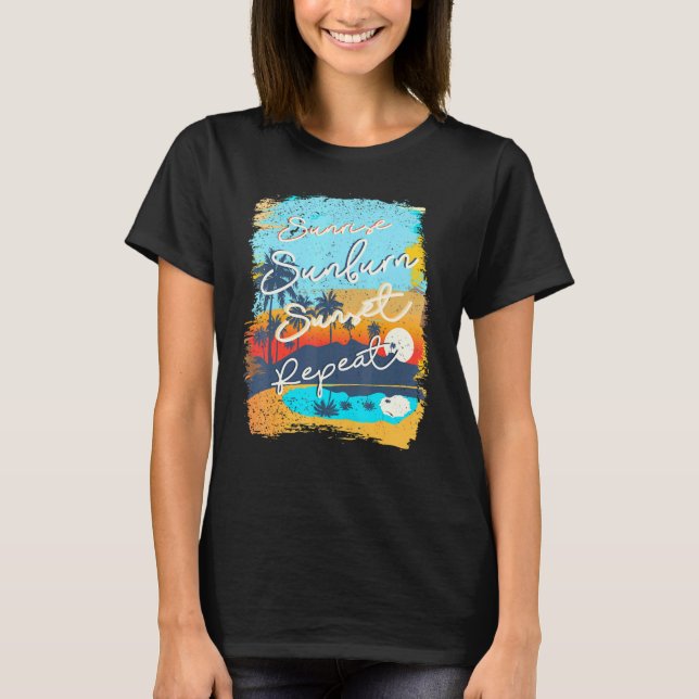 Camiseta Sunrise Sunset Repetir Retro Vintage (Frente)