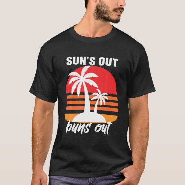 Camiseta Sun's Out Buns Out, Palm Tree Summer Camisetas, Re (Frente)