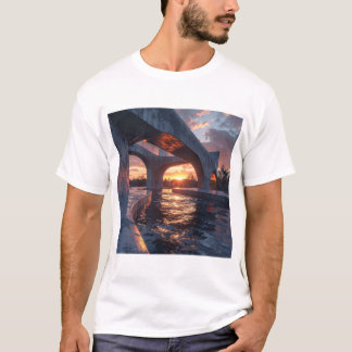 Camiseta Sunset Arches – Modern Architecture Over Reflectiv