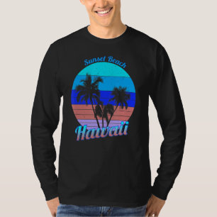 Camiseta Sunset Beach Hawaii Retro Tropical Palm Trees Vaca