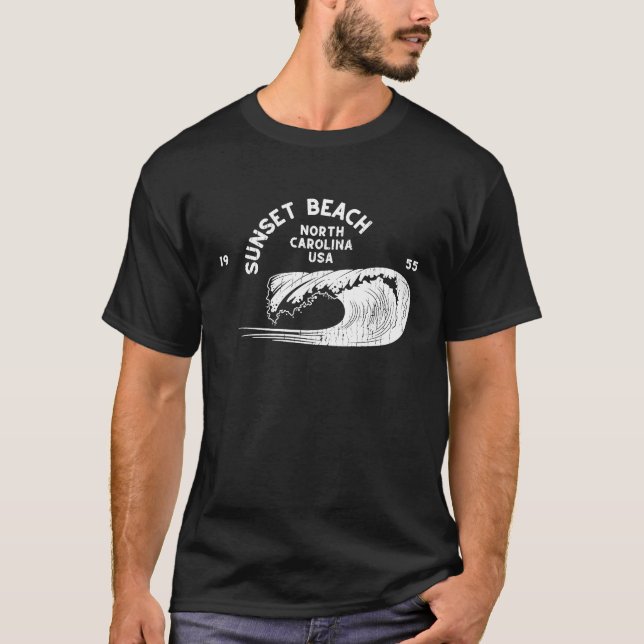 Camiseta Sunset Beach NC Summertime Vacationling Wav (Frente)