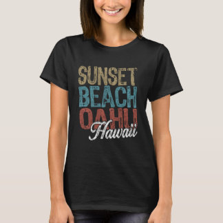 Camiseta Sunset Beach OAHU Hawaii HIBISCUS E SCRIPT Três