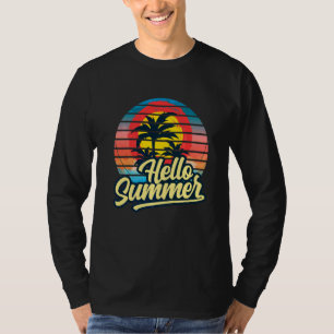 Camiseta Sunset Beach Palm Tree Hello Summer Vacin Holi