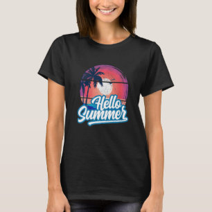 Camiseta Sunset Beach Palm Tree Hello Summer Vacin Holi