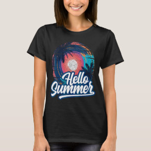Camiseta Sunset Beach Palm Tree Hello Summer Vacin Holi