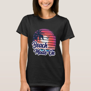 Camiseta Sunset Beach Palm Tree Summer Mode No Férias Ho