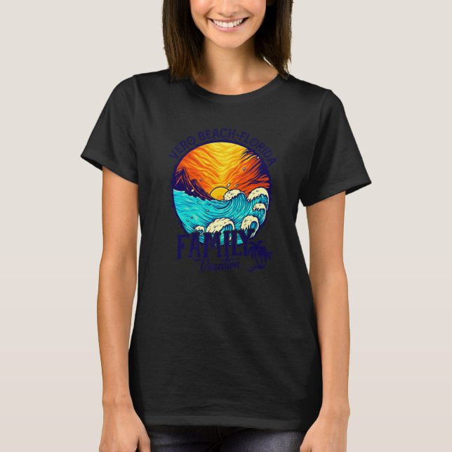 Camiseta Sunset Beach Retro Vero Beach Family Vacat (Frente)
