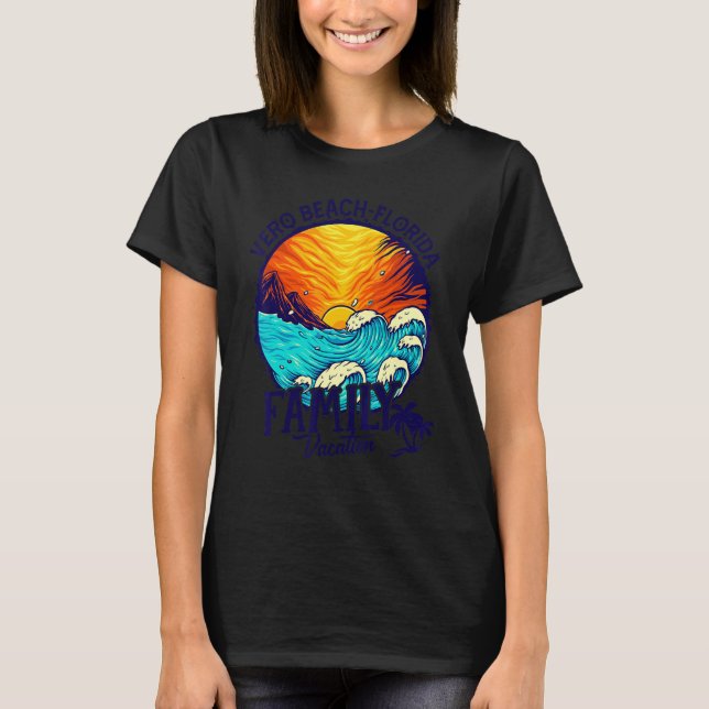 Camiseta Sunset Beach Retro Vero Beach Family Vacat (Frente)