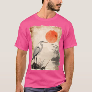 Camiseta Sunset Bird Silhouette Wildlife Papyrus Japonês v