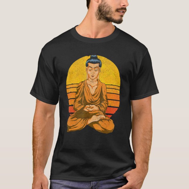 Camiseta Sunset Buddhist Spiritual Meditation Buddhism Retr (Frente)