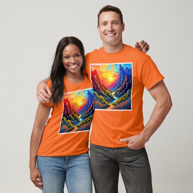 Camiseta  Sunset Canyon River Art (Unissex)