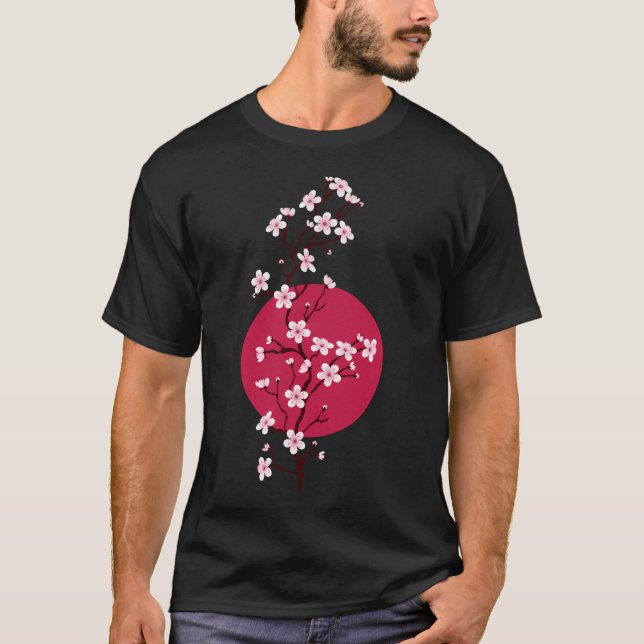Camiseta Sunset de Flor de Cereja Japonês (Frente)