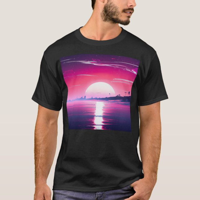 Camiseta Sunset de onda sintética (Frente)