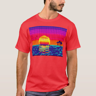 Camiseta Sunset de praia de 8 bits