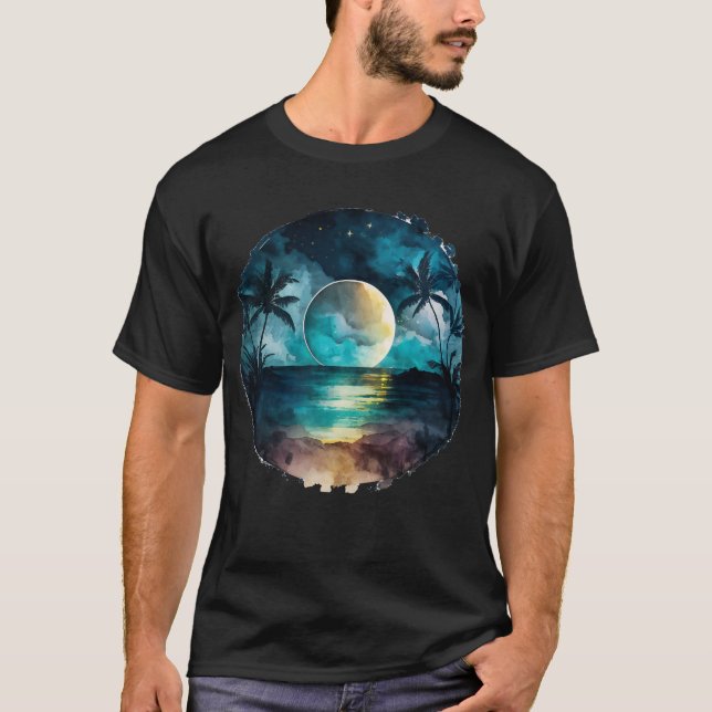 Camiseta Sunset de praia exótica (Frente)