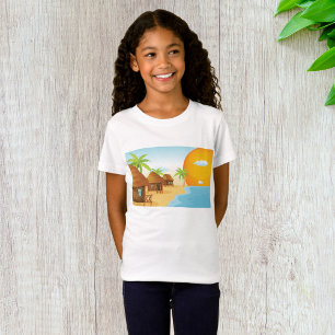 Camiseta Sunset de praia tropical com Thatch Huts