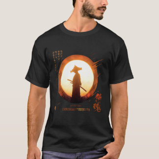 Camiseta Sunset de samurai japonês em vaporwave retro vibes