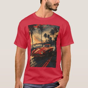 Camiseta Sunset Drive Mercedes carro esportivo amigos retrô