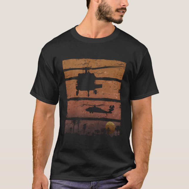 Camiseta Sunset Dustoff Uh-60 Blackhawk Medevac Helicopter (Frente)