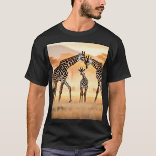 Camiseta Sunset Giraffes T-Shirt Design"