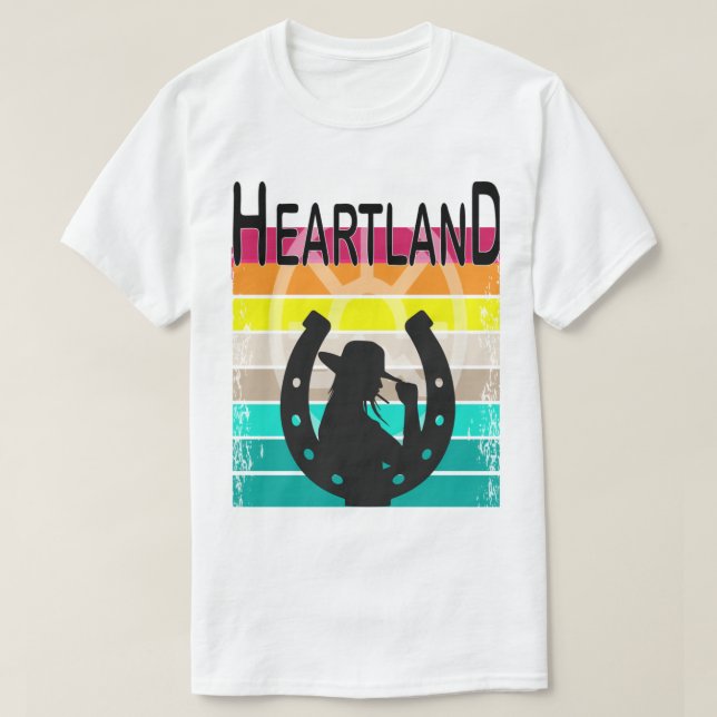 Camiseta Sunset heartland,sunset heartland logo,heartland r (Frente do Design)