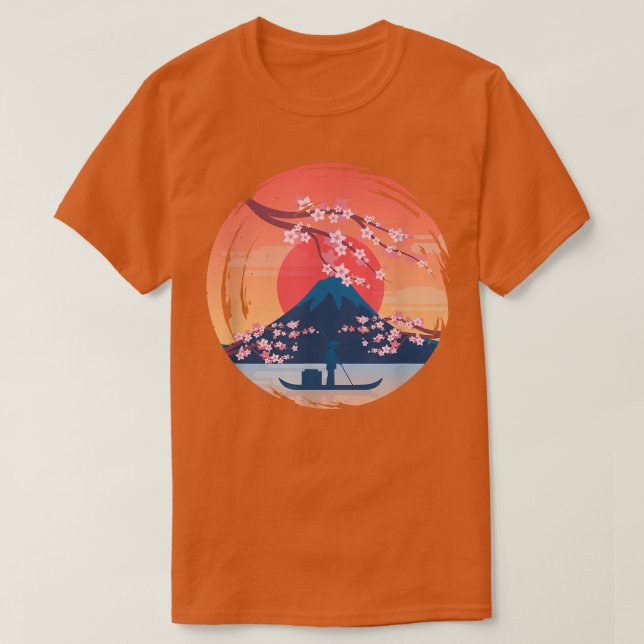 Camiseta Sunset Japanese Pink Flower Sakura Mountain Cherry (Frente do Design)