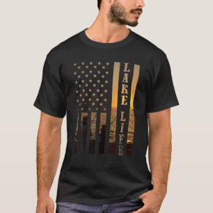 Camiseta Sunset Lake Life Pescador Pavilhão americano B