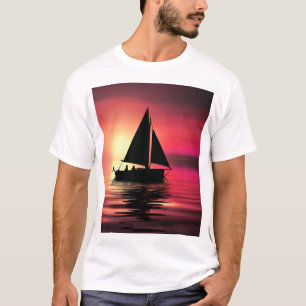 Camiseta Sunset, Mar, Barco à vela