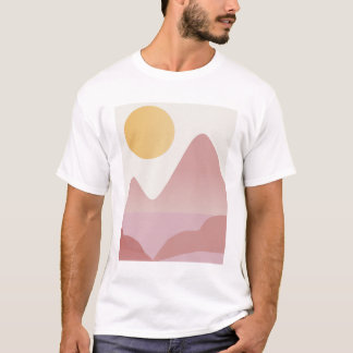 Camiseta Sunset Mínimo Rosa e Isolado
