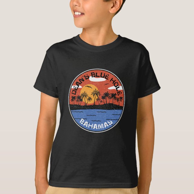Camiseta Sunset nas Bahamas Azuis do Buraco Azul do Dean (Frente)