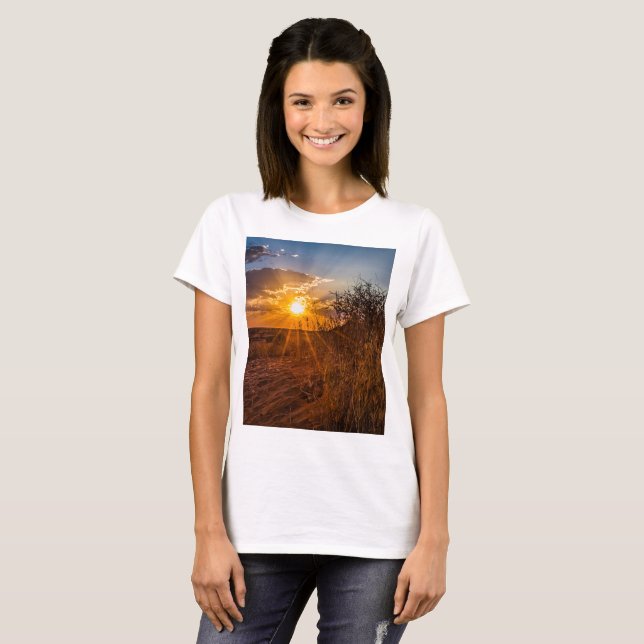Camiseta Sunset no deserto de Kalahari, Namíbia (Frente Completa)