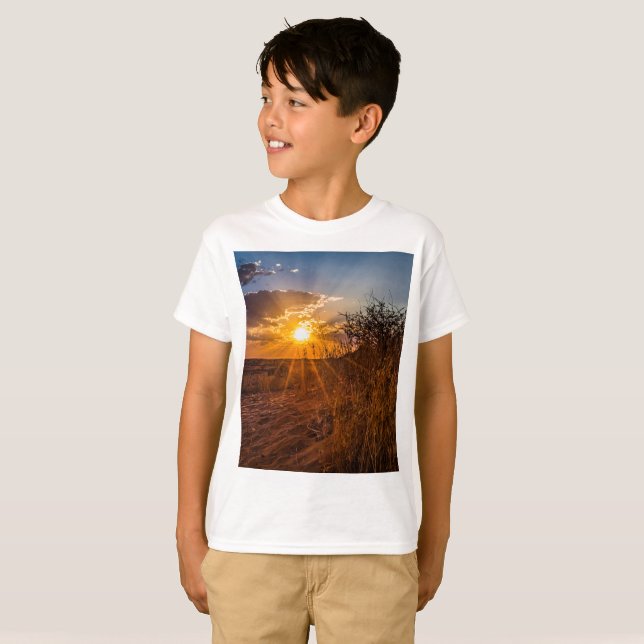 Camiseta Sunset no deserto de Kalahari, Namíbia (Frente Completa)