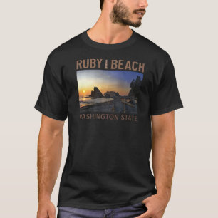 Camiseta Sunset No Estado De Washington, Ruby Beach