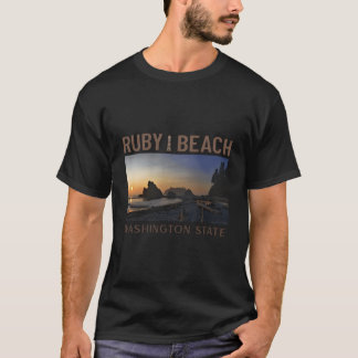 Camiseta Sunset No Estado De Washington, Ruby Beach