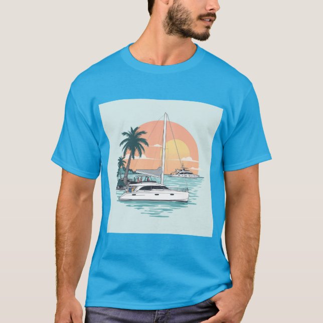 Camiseta Sunset num katamaran (Frente)