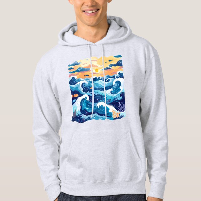 Camiseta Sunset Ocean Waves – Mar e Céu Artísticos (Frente)