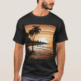 Camiseta Sunset Palm Beach Tee - Tropical Twilight Design
