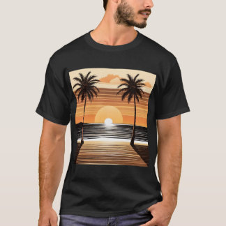 Camiseta Sunset Palm Beach Tee - Tropical Twilight Design