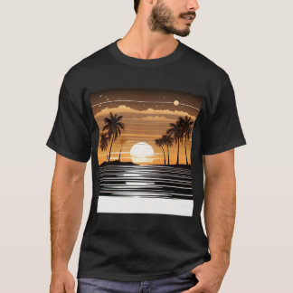 Camiseta Sunset Palm Beach Tee - Tropical Twilight Design