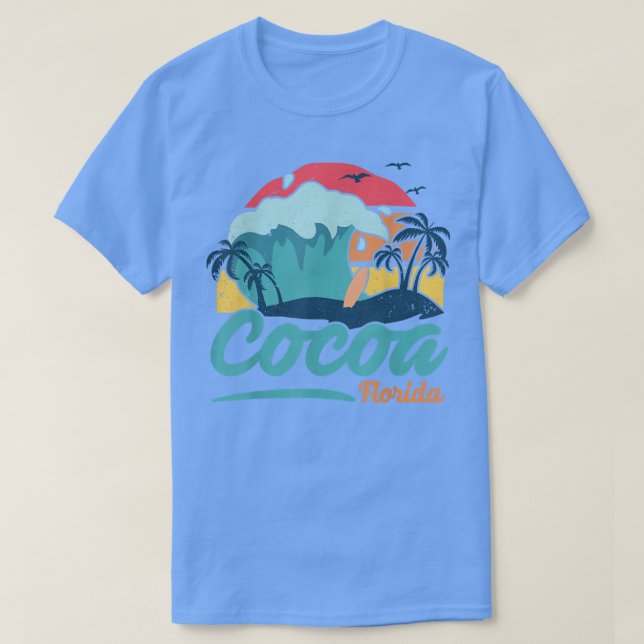 Camiseta SunSet Palm Tre de Surfe de Verão na Flórida de Ca (Frente do Design)