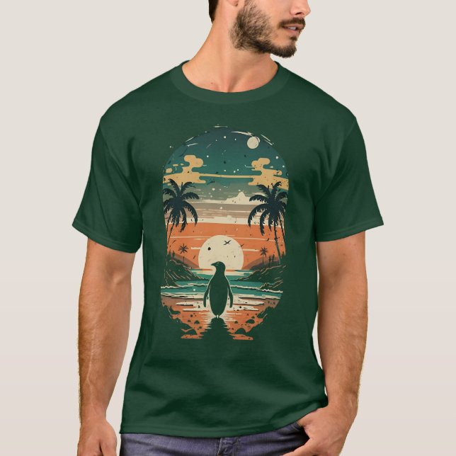 Camiseta Sunset Paradise Penguin T-Shirt (Frente)