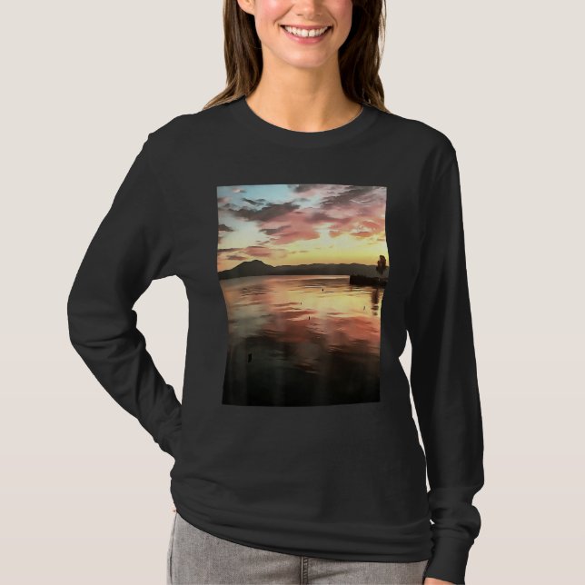 Camiseta Sunset Reflected On Water Koycegiz Lake Painting (Frente)