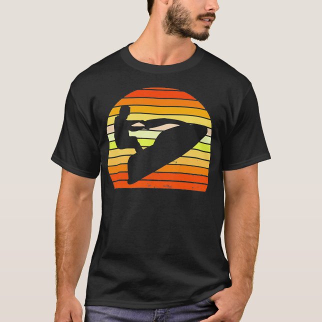 Camiseta Sunset Retro Jet Ski Jet Boat Water Sports Premium (Frente)