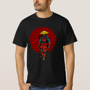 Camiseta Sunset Samurai Warrior com Katana